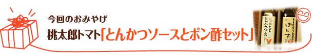 今回のおみやげ　桃太郎トマト「とんかつソースとポン酢セット」