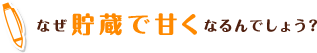 なぜ貯蔵で甘くなるんでしょう？