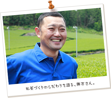 お茶づくりのこだわりを語る、勝亦さん。