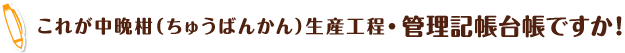 これが中晩柑（ちゅうばんかん）生産工程・管理記帳台帳ですか！