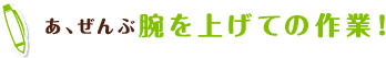 あ、ぜんぶ腕を上げての作業！