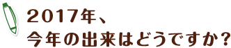 2017年、今年の出来はどうですか？