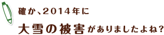 確か、2014年に大雪の被害がありましたよね？